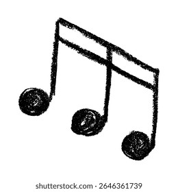 Rabiscar nota musical. Símbolo musical desenhado à mão. Elemento único para impressão, web, design, decoração, logotipo