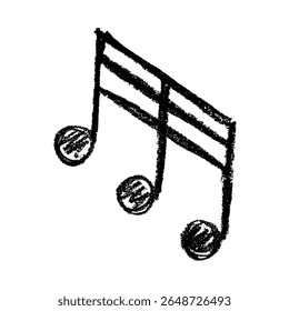 Musical note doodle. Hand drawn musical symbol. Single element for print, web, design, decor, logo