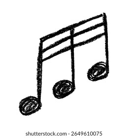 Musical note doodle. Hand drawn musical symbol. Single element for print, web, design, decor, logo