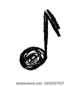 Musical note doodle. Hand drawn musical symbol. Single element for print, web, design, decor, logo