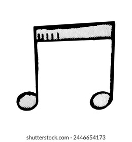 The musical note in doodle style. Hand made sketch the musical note. Clipart. Isolated black element on white background.  