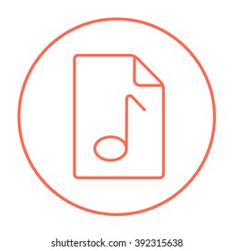 Musical note drawn on sheet line icon.