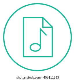 Musical note drawn on sheet line icon.