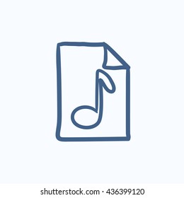 Musical note drawn on sheet vector sketch icon isolated on background. Hand drawn Musical note drawn on sheet icon. Musical note drawn on sheet sketch icon for infographic, website or app.