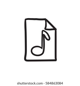 Musikalische Note auf Blatt Vektorgrafik Symbol einzeln auf Hintergrund. Handgezeichnete Musikalische Note auf Blatt Symbol. Musikalische Note auf Blatt Sketch Symbol für Infografik, Website oder App.