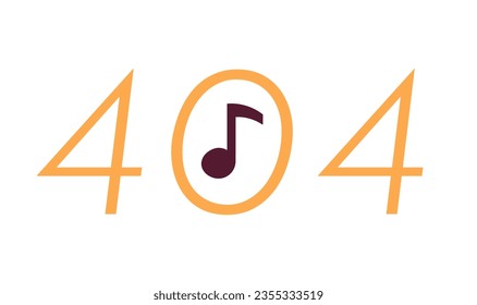 Musical note error 404 flash message. Create music. Empty state ui design. Page not found popup cartoon image. Vector flat illustration concept on white background svg