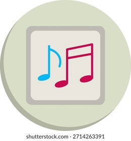 Icono de estilo de círculo plano de nota musical