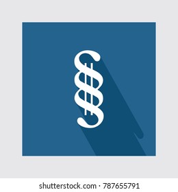 Musical note flat icon with long shadow