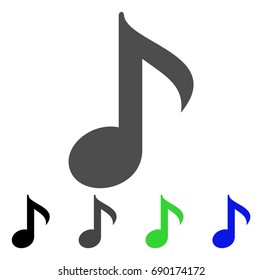 Musical Note flat vector pictogram. Colored musical note, gray, black, blue, green icon variants. Flat icon style for graphic design.