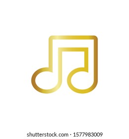 Musical note in golden vector icon on a white background