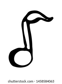 Musical note. Hand drawn black and white vector isolated illustration.
