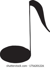 musikalische Note handgezeichnet im Doodle-Stil. Vektorskandinavischer Monochrom-Minimalismus, Einzelelement für Design. Symbol, Musik