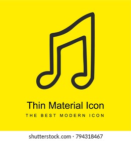 Musical note hand drawn outline bright yellow material minimal icon or logo design