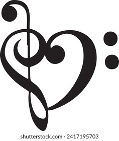 Musical note heart instant download eps