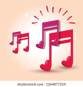 musical note with heart to rhythm sound