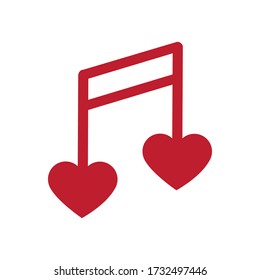 Musical note heart shape. logo illustration for mobile concept and web design. Music note with love outline icon.