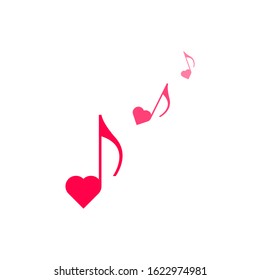 Musical note heart shape. Valentine day. Vector illustration in flat design