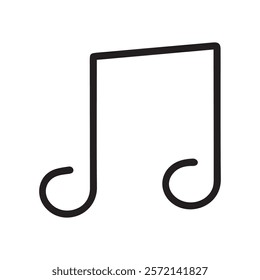 A musical note icon black and white line drawing