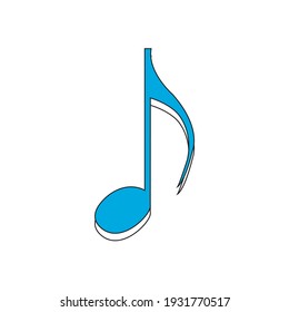 Musical note icon. Blue note symbol.