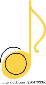 Diseño de icono de nota musical. Diseño de icono de nota musical simple, amarillo y elegante para sus proyectos. Este gráfico de Vector es perfecto para usar en presentaciones, Sitios web y redes sociales.