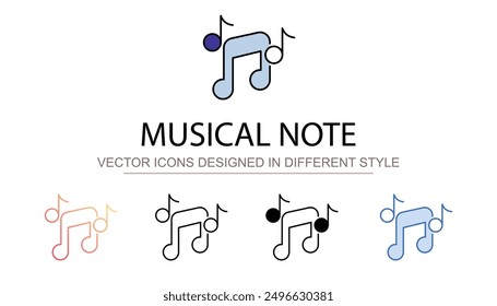 Musical Note icon design with white background stock illustration