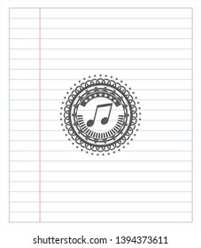 musical note icon draw (pencil strokes). Vector Illustration. Detailed.