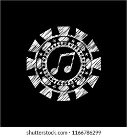 musical note icon drawn with chalkboard texture