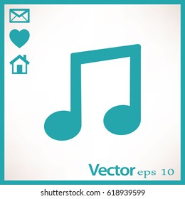 Musical note icon. Flat vector illustration