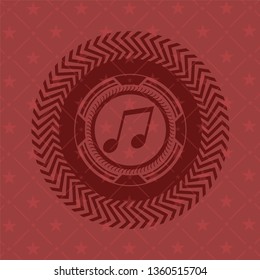 musical note icon inside badge with red background