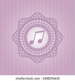 musical note icon inside badge with pink background