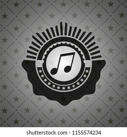 musical note icon inside black emblem. Vintage.