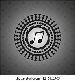 musical note icon inside black emblem
