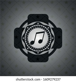 musical note icon inside black emblem