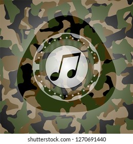 musical note icon inside camo emblem