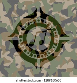 musical note icon inside camo texture