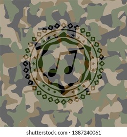musical note icon inside camo texture