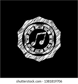 musical note icon inside chalk emblem