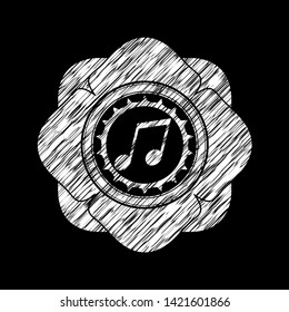 musical note icon inside chalk emblem