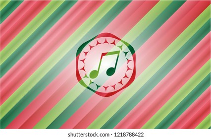 musical note icon inside christmas emblem.