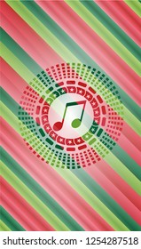 musical note icon inside christmas emblem.