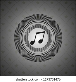 musical note icon inside dark badge or emblem