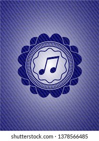 musical note icon inside emblem with jean high quality background