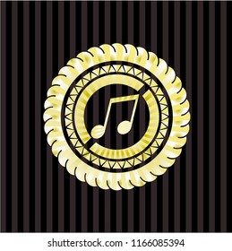 musical note icon inside gold emblem