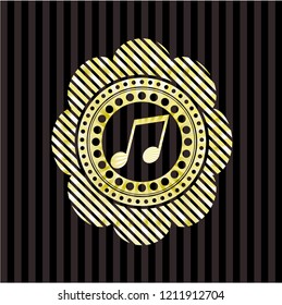 musical note icon inside gold shiny emblem