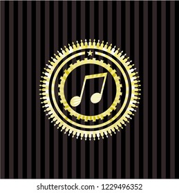 musical note icon inside gold emblem or badge