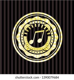 musical note icon inside gold emblem
