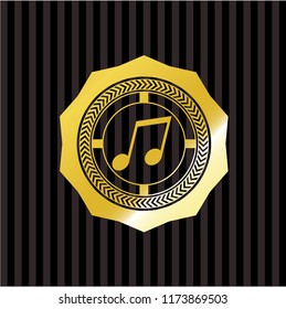 musical note icon inside golden badge or emblem