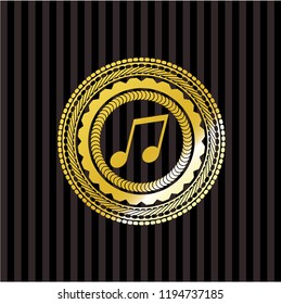 musical note icon inside golden badge or emblem