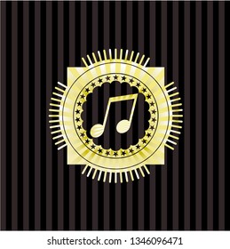 musical note icon inside golden emblem