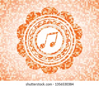 musical note icon inside orange mosaic emblem